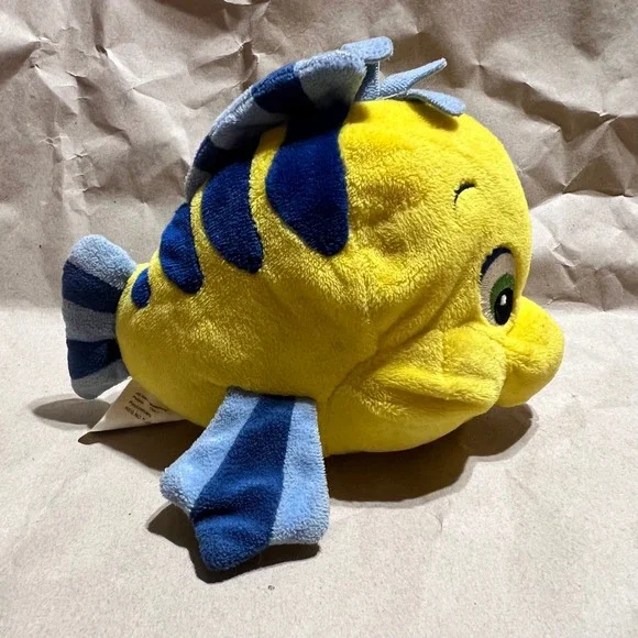 Disney Small Flounder Plush Yellow Blue The Little Mermaid Stuffed Animal 8" - Picture 3 of 6